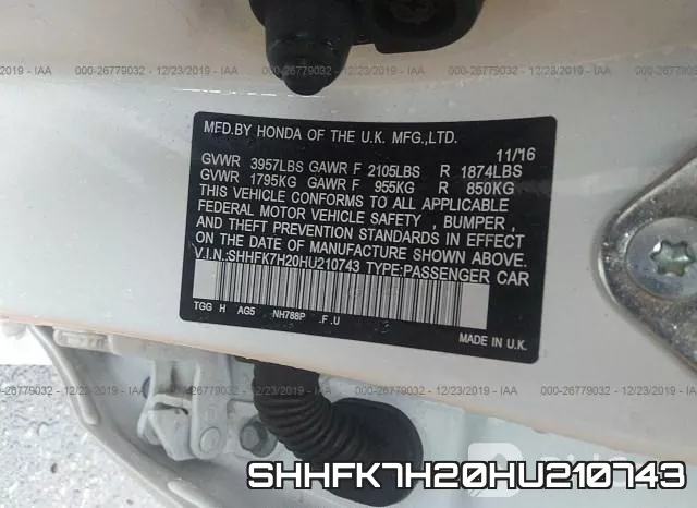 SHHFK7H20HU210743 фото 10