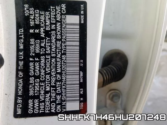 SHHFK7H46HU207248 фото 2