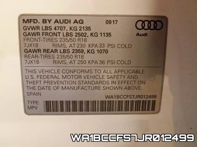 WA1BCCFS7JR012499 фото 2