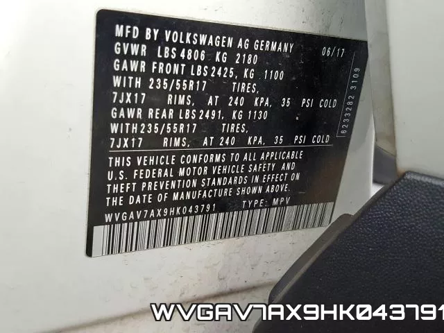 WVGAV7AX9HK043791 фото 2