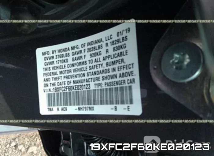 19XFC2F60KE020123 фото 10