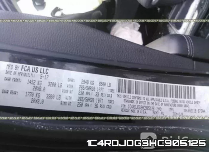 1C4RDJDG3HC905125 фото 10