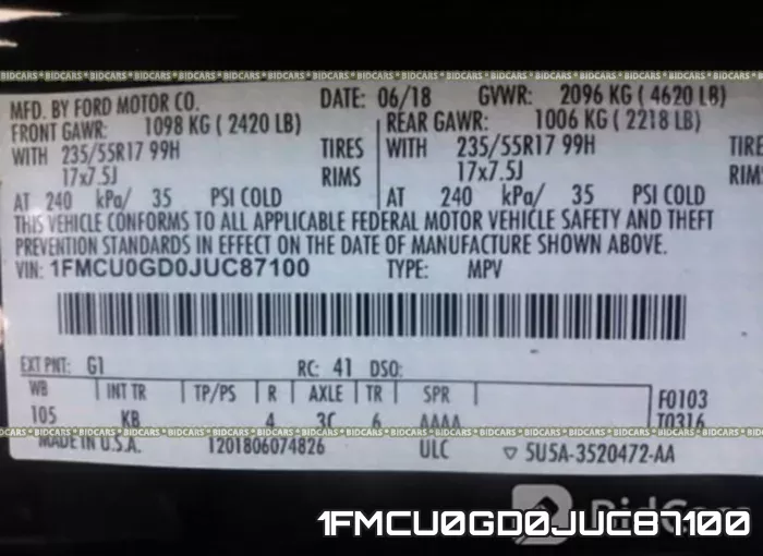 1FMCU0GD0JUC87100 фото 9
