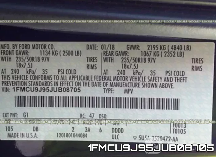 1FMCU9J95JUB08705 фото 10
