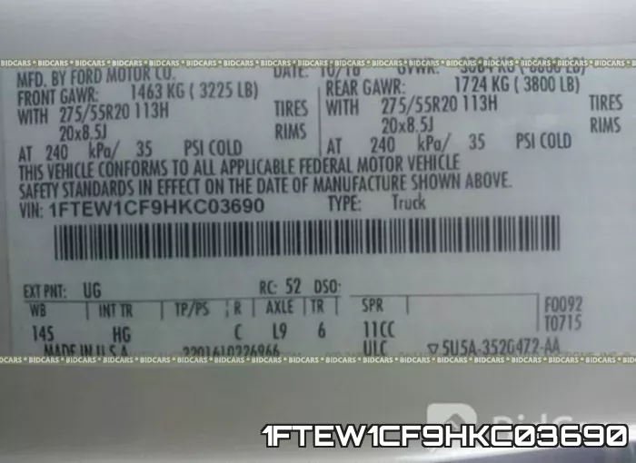 1FTEW1CF9HKC03690 фото 10