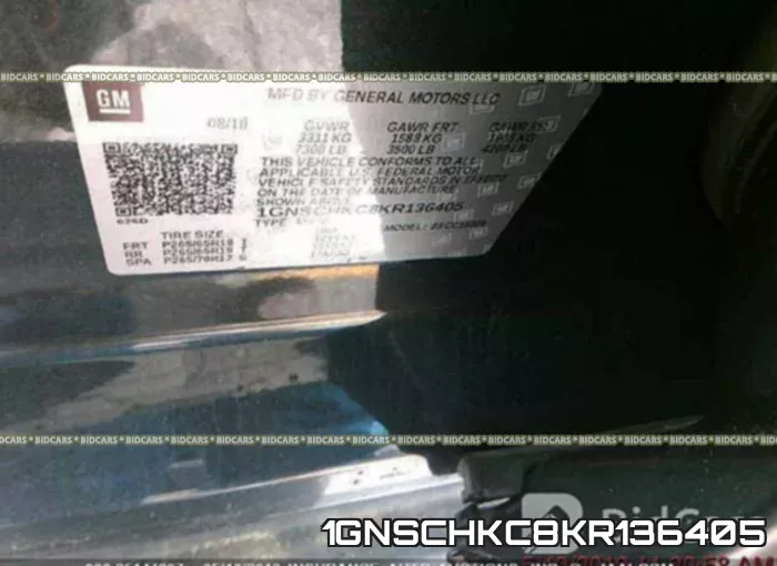 1GNSCHKC8KR136405 фото 10