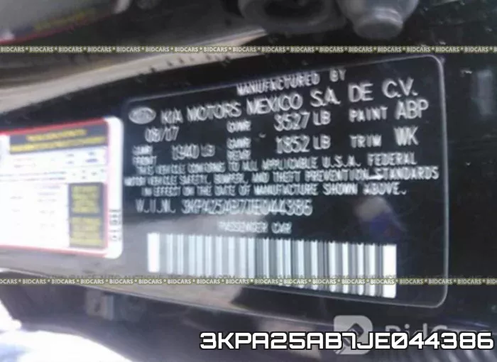 3KPA25AB7JE044386 фото 10