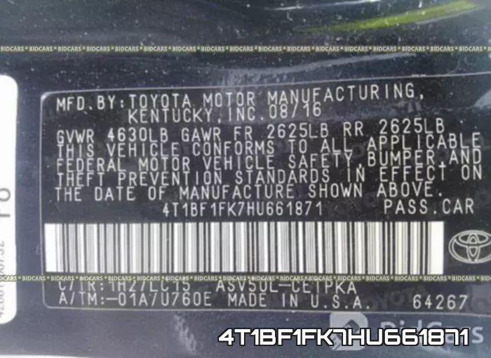 4T1BF1FK7HU661871 фото 10