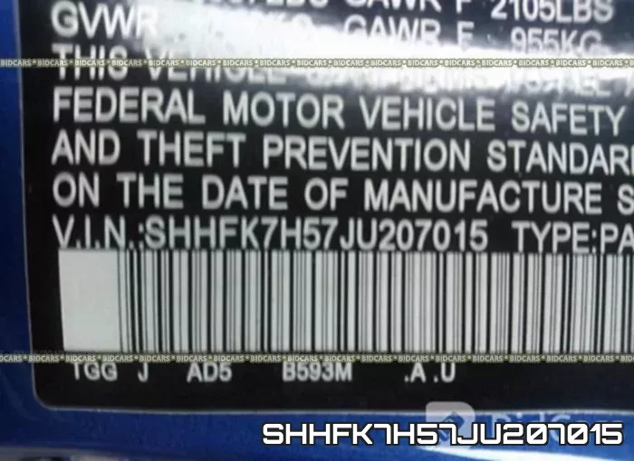 SHHFK7H57JU207015 фото 10