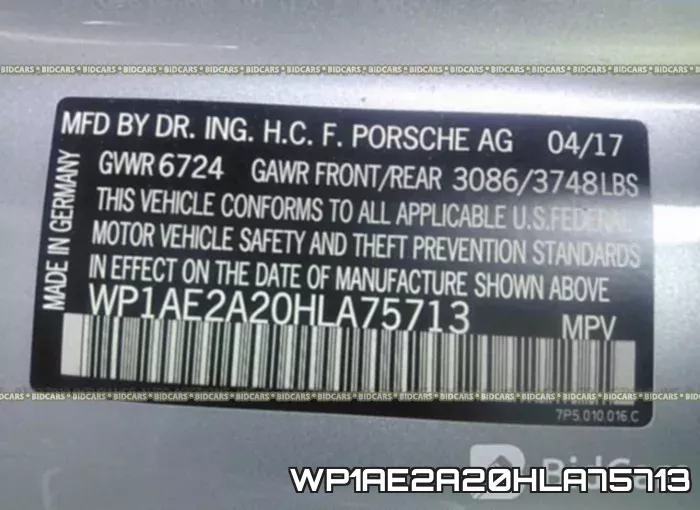 WP1AE2A20HLA75713 фото 10
