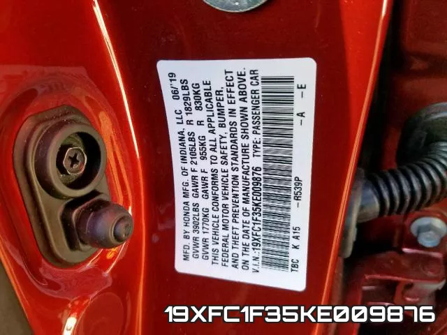 19XFC1F35KE009876 фото 2