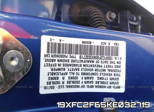 19XFC2F65KE032719 фото 10