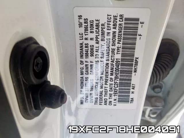 19XFC2F78HE004091 фото 2