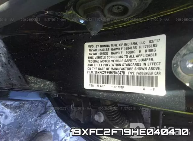 19XFC2F79HE040470 фото 10