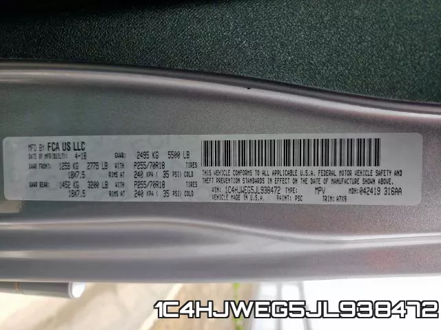 1C4HJWEG5JL938472 фото 2