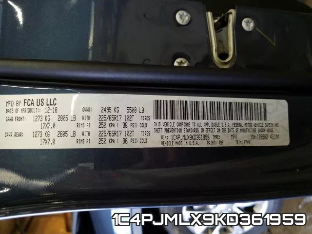 1C4PJMLX9KD361959 фото 2