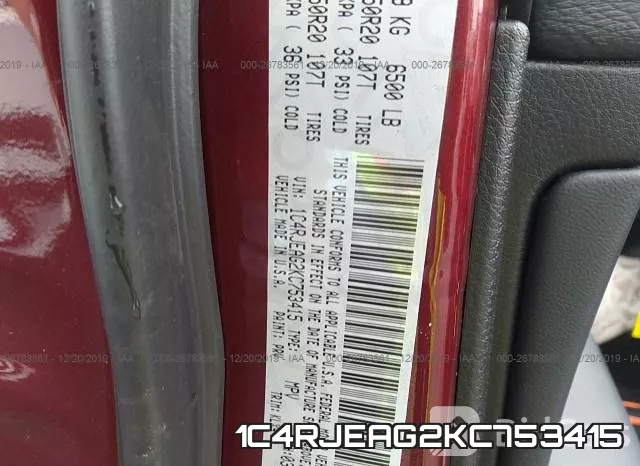 1C4RJEAG2KC753415 фото 10
