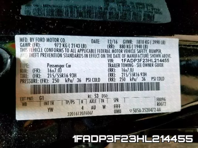 1FADP3F23HL214455 фото 2