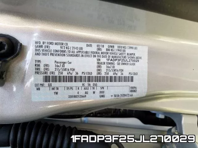1FADP3F25JL270029 фото 2