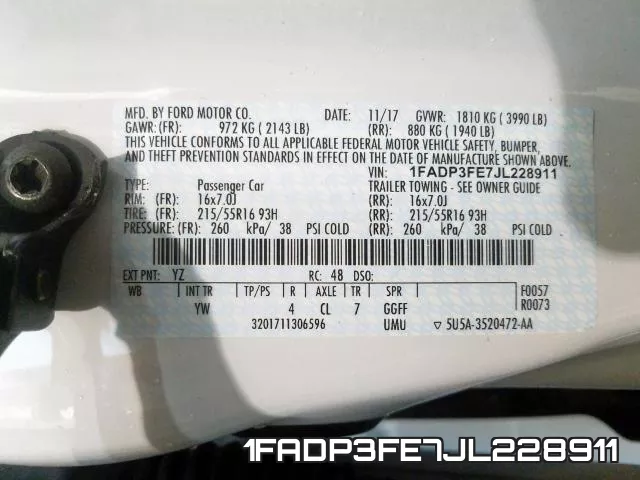 1FADP3FE7JL228911 фото 2