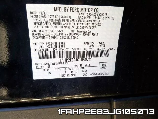 1FAHP2E83JG105073 фото 2