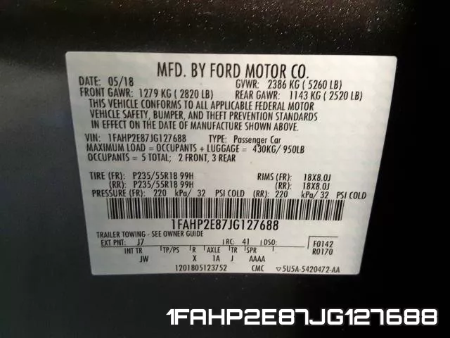 1FAHP2E87JG127688 фото 2