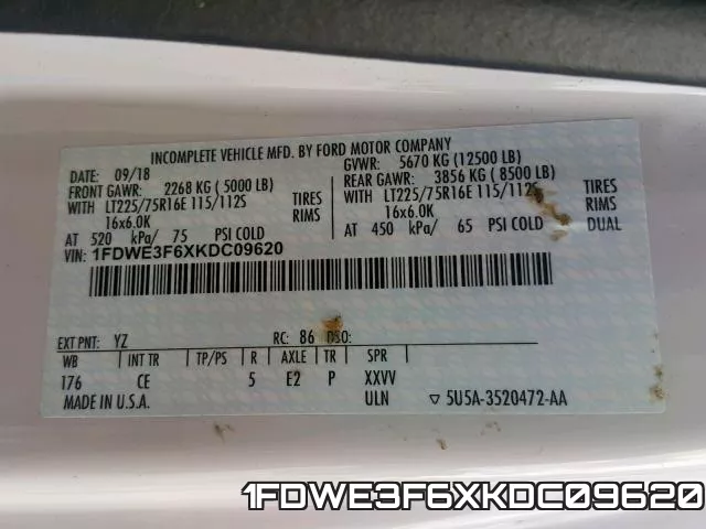1FDWE3F6XKDC09620 фото 2