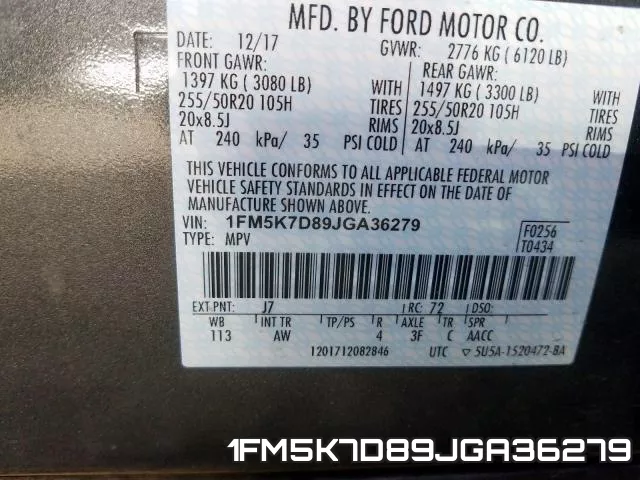 1FM5K7D89JGA36279 фото 2