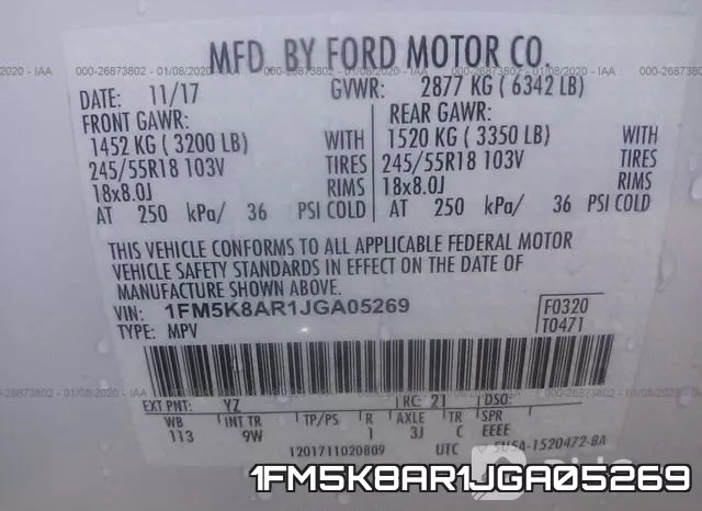 1FM5K8AR1JGA05269 фото 10