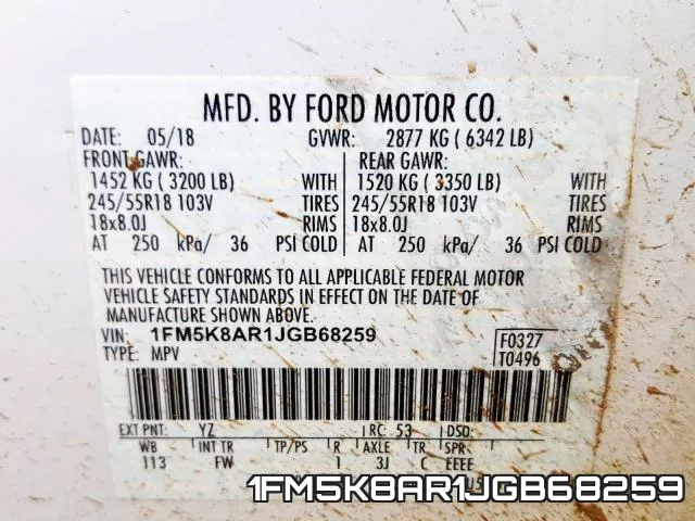 1FM5K8AR1JGB68259 фото 2