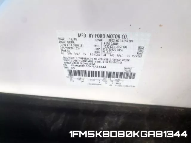 1FM5K8D80KGA81344 фото 2
