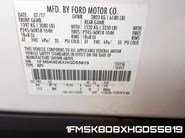 1FM5K8D8XHGD55819 фото 2