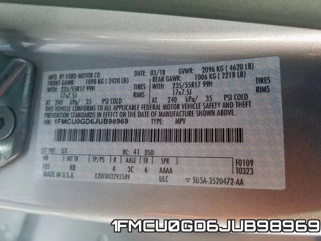 1FMCU0GD6JUB98969 фото 2