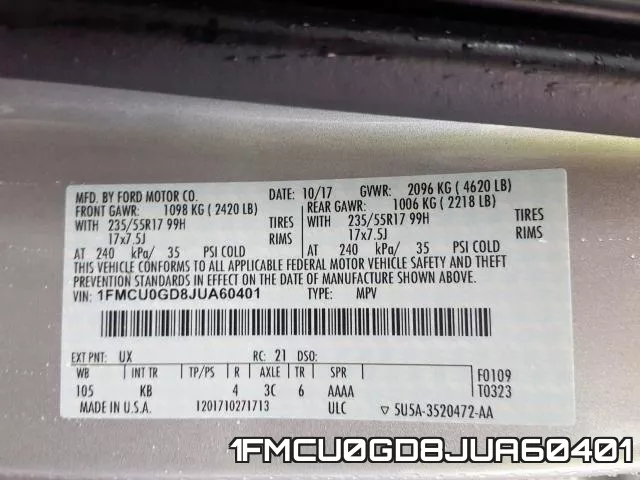1FMCU0GD8JUA60401 фото 2