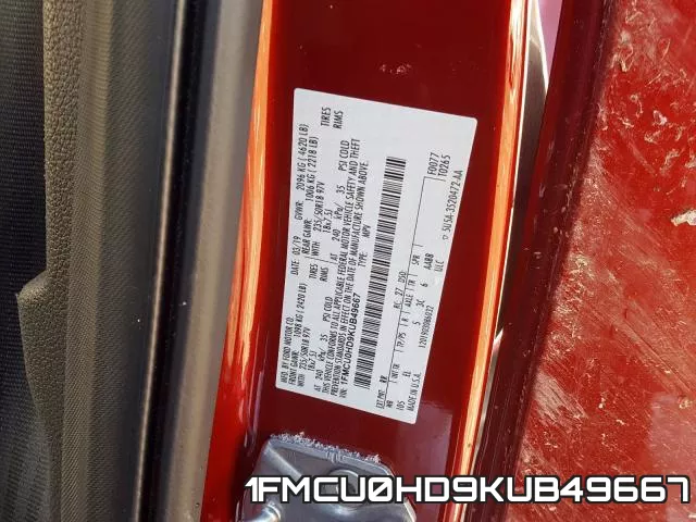 1FMCU0HD9KUB49667 фото 2