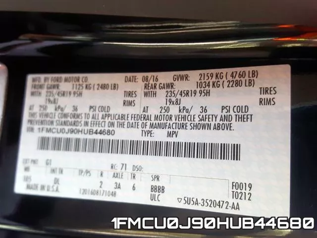 1FMCU0J90HUB44680 фото 2