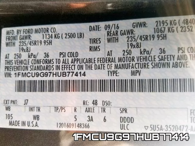 1FMCU9G97HUB77414 фото 2