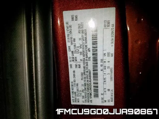 1FMCU9GD0JUA90867 фото 2