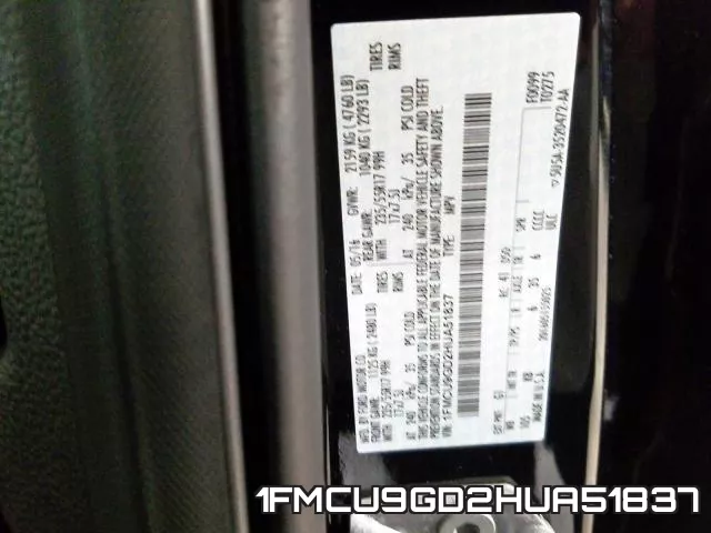 1FMCU9GD2HUA51837 фото 2