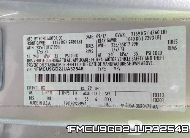 1FMCU9GD2JUA32548 фото 10
