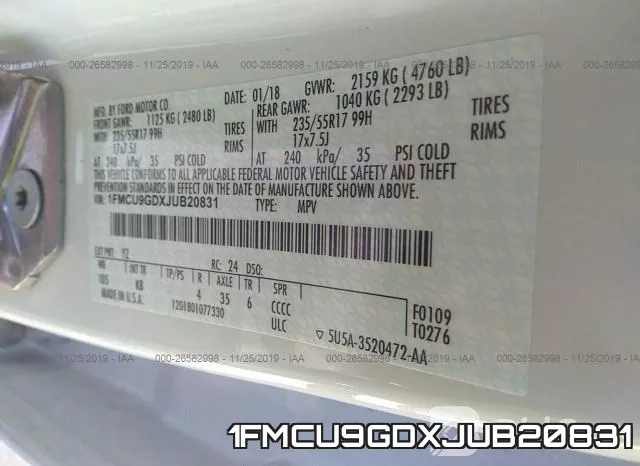 1FMCU9GDXJUB20831 фото 10