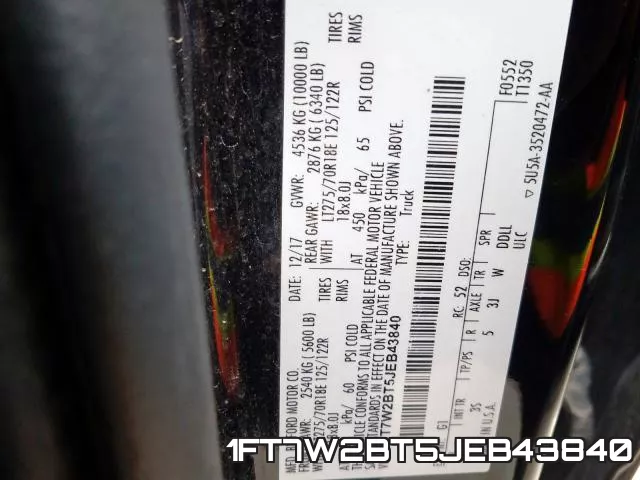 1FT7W2BT5JEB43840 фото 2