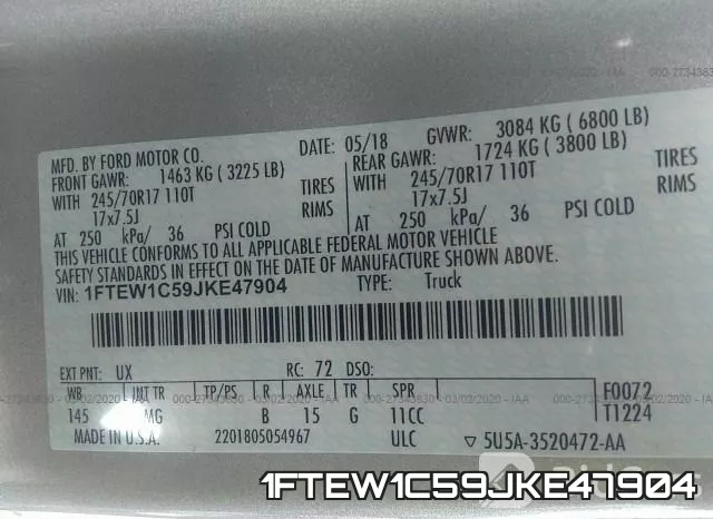 1FTEW1C59JKE47904 фото 10