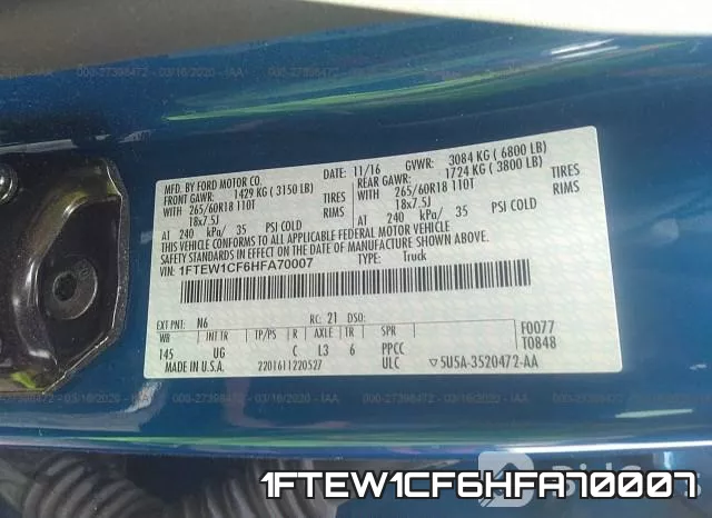1FTEW1CF6HFA70007 фото 10