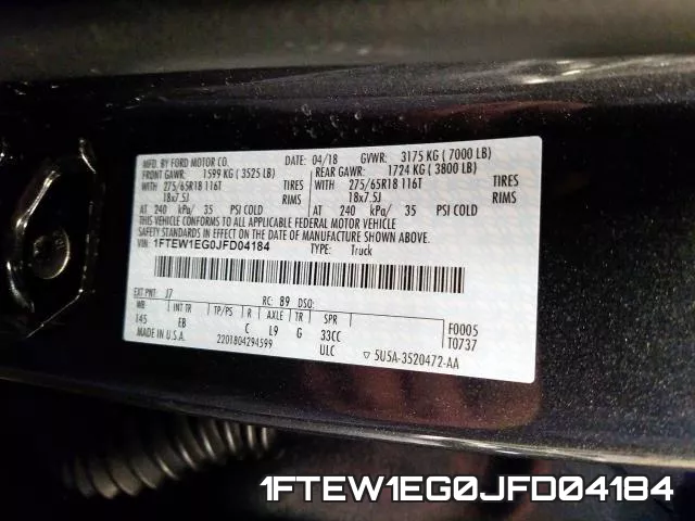 1FTEW1EG0JFD04184 фото 2