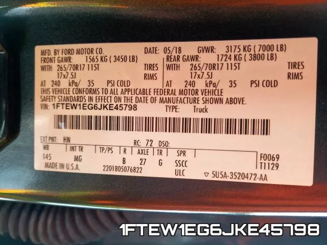 1FTEW1EG6JKE45798 фото 2
