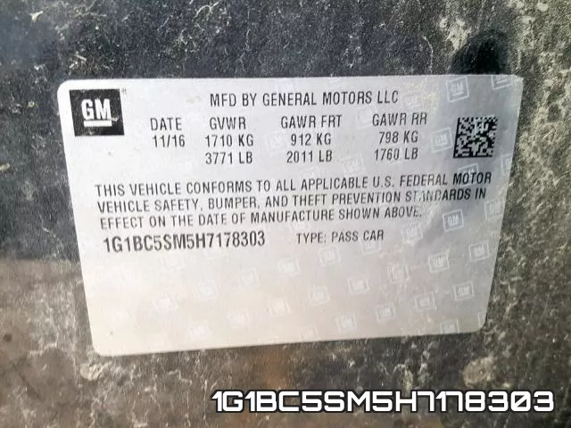 1G1BC5SM5H7178303 фото 2