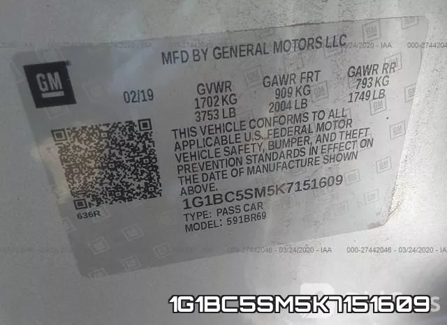 1G1BC5SM5K7151609 фото 10