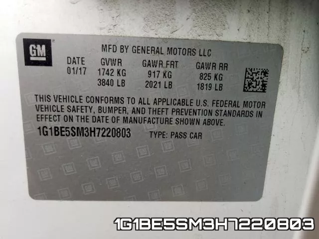 1G1BE5SM3H7220803 фото 2