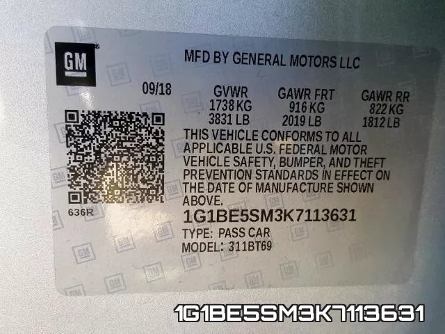1G1BE5SM3K7113631 фото 2